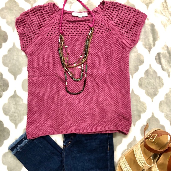 LOFT Sweaters - 3/$25 Clearance Loft pink/red short sleeve sweater